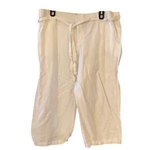 Liz Claiborne White Cropped Wide Leg Belted Casual Pants XL‎
